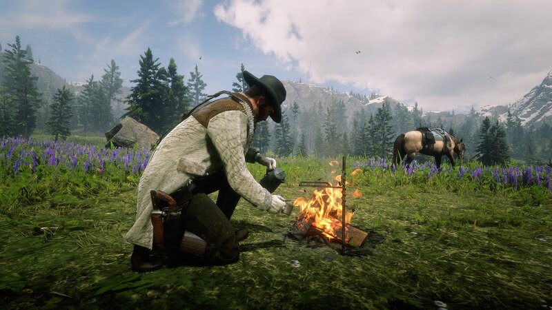 Man by Campfire
