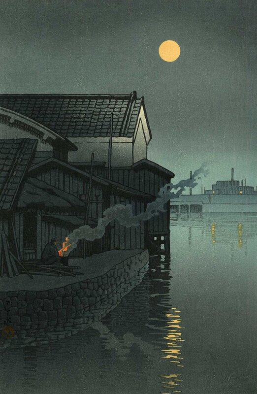 Man by Fire on Dock