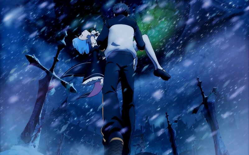 Man Carrying Woman in Snow