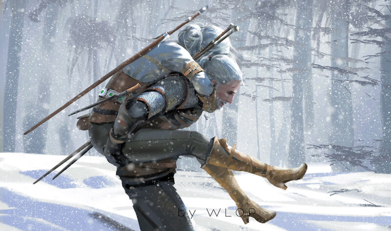 Man Carrying Woman in Snow — White