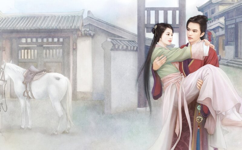 Man Carrying Woman — White, Serene