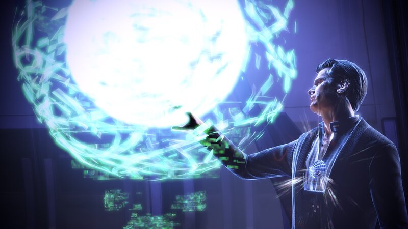 man casting energy spell