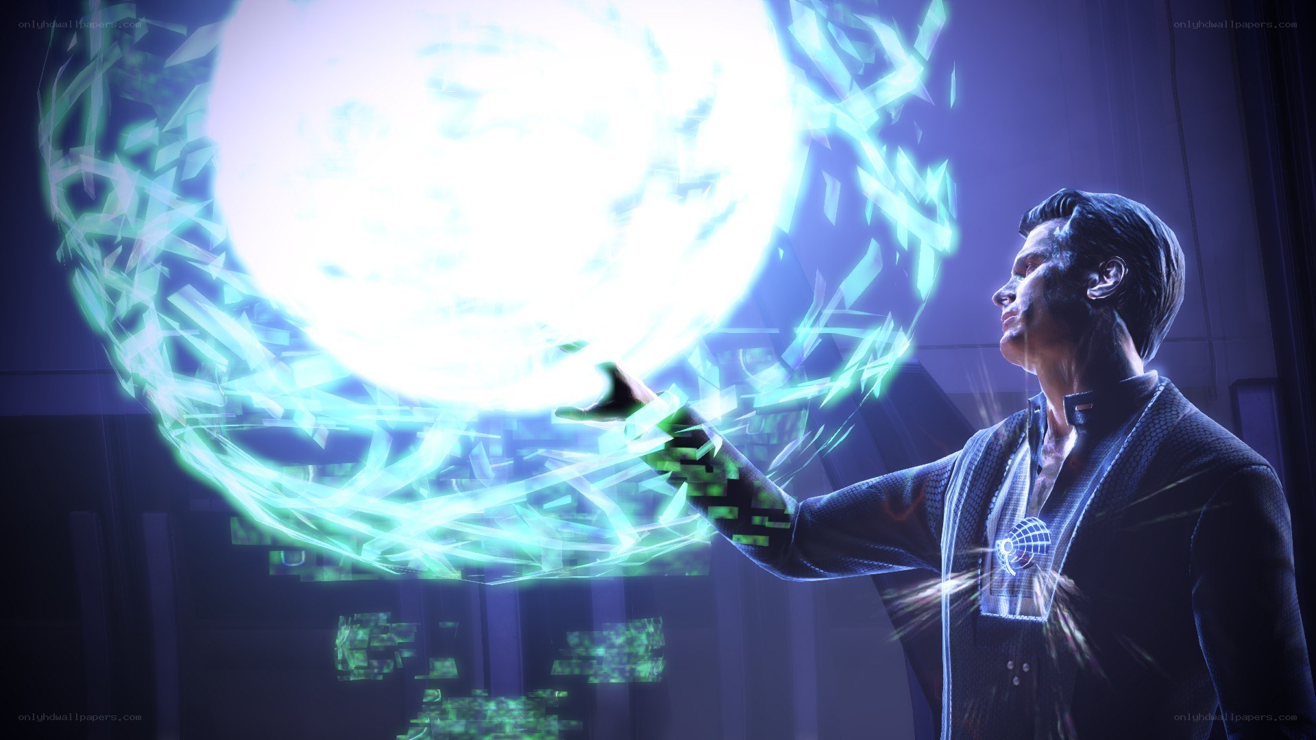 man casting energy spell