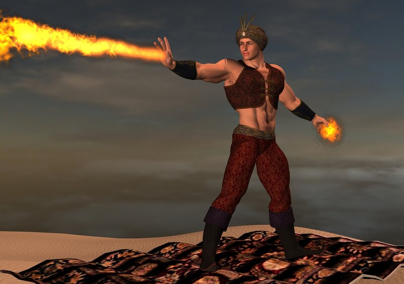 Man Casting Fire Spell — Brown