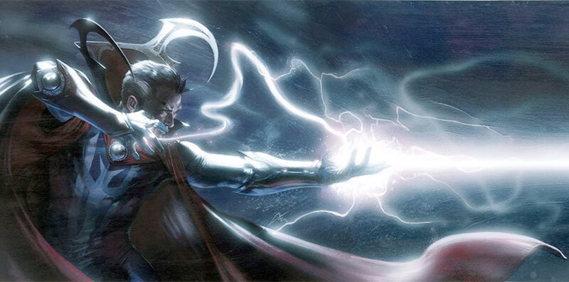 Man Casting Lightning Spell — Black, Dramatic, Night