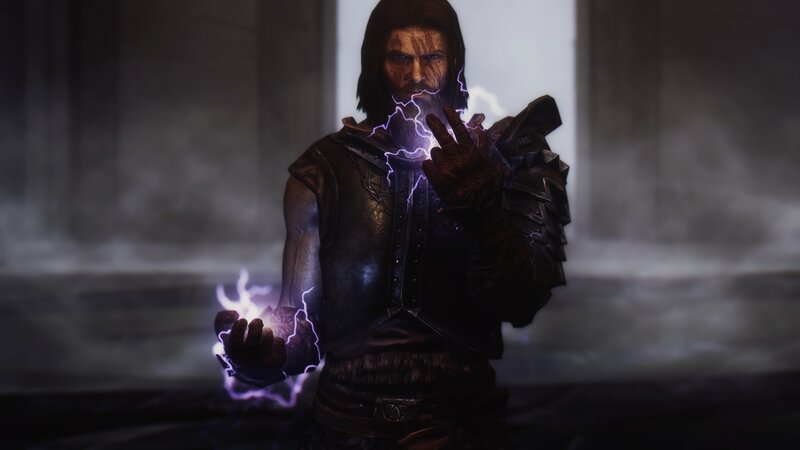 Man Casting Lightning Spell — Black