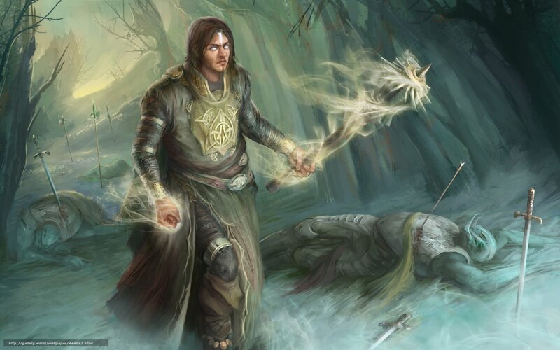 Man Casting Spell in Forest
