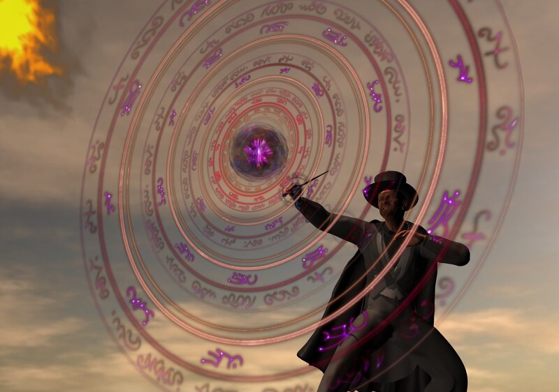 Man Casting Spell — Purple