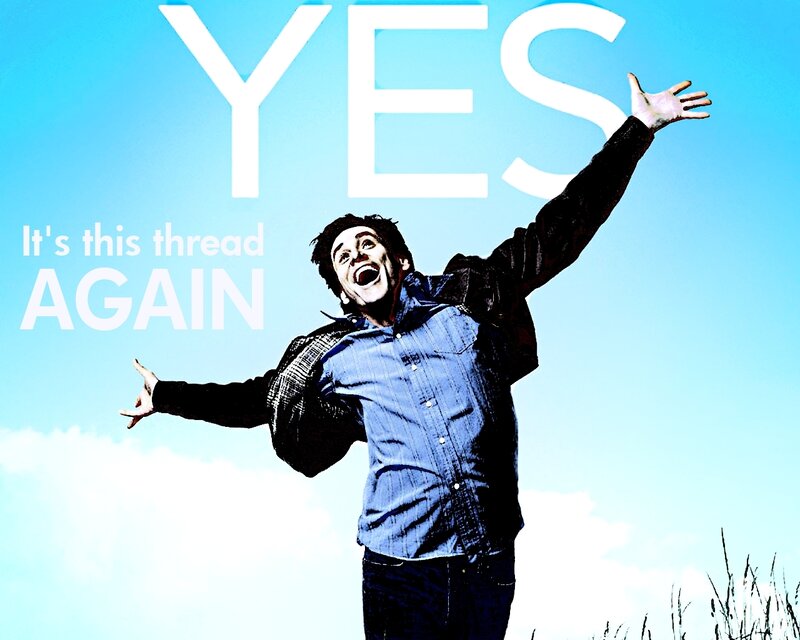 man celebrating with yes text