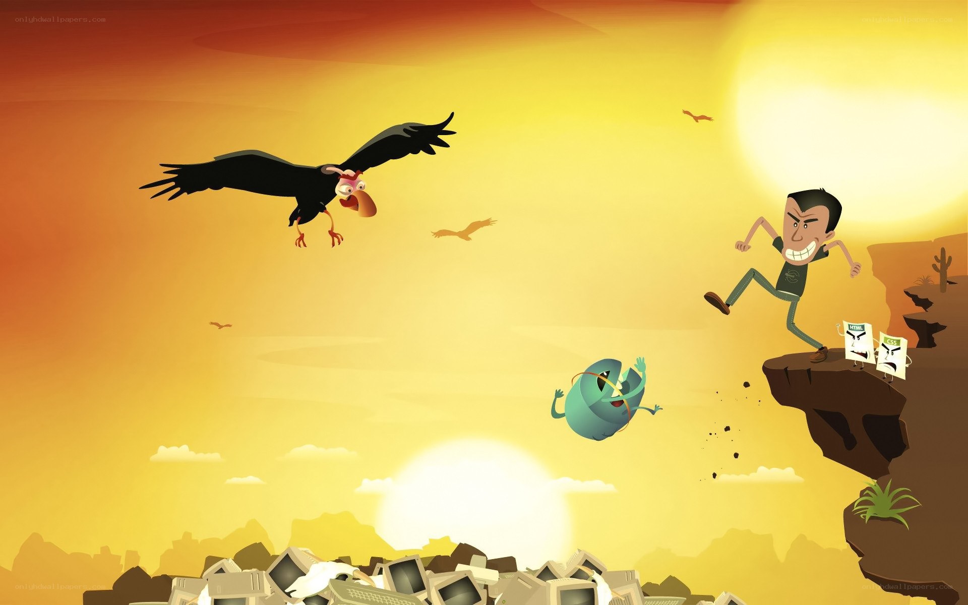 Man chased by vulture