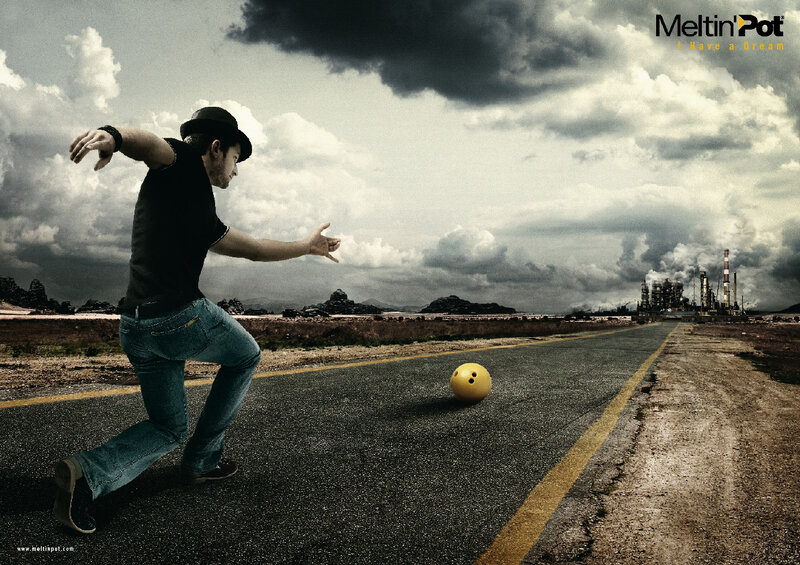 Man chasing a bowling ball