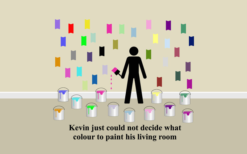 Man choosing paint color