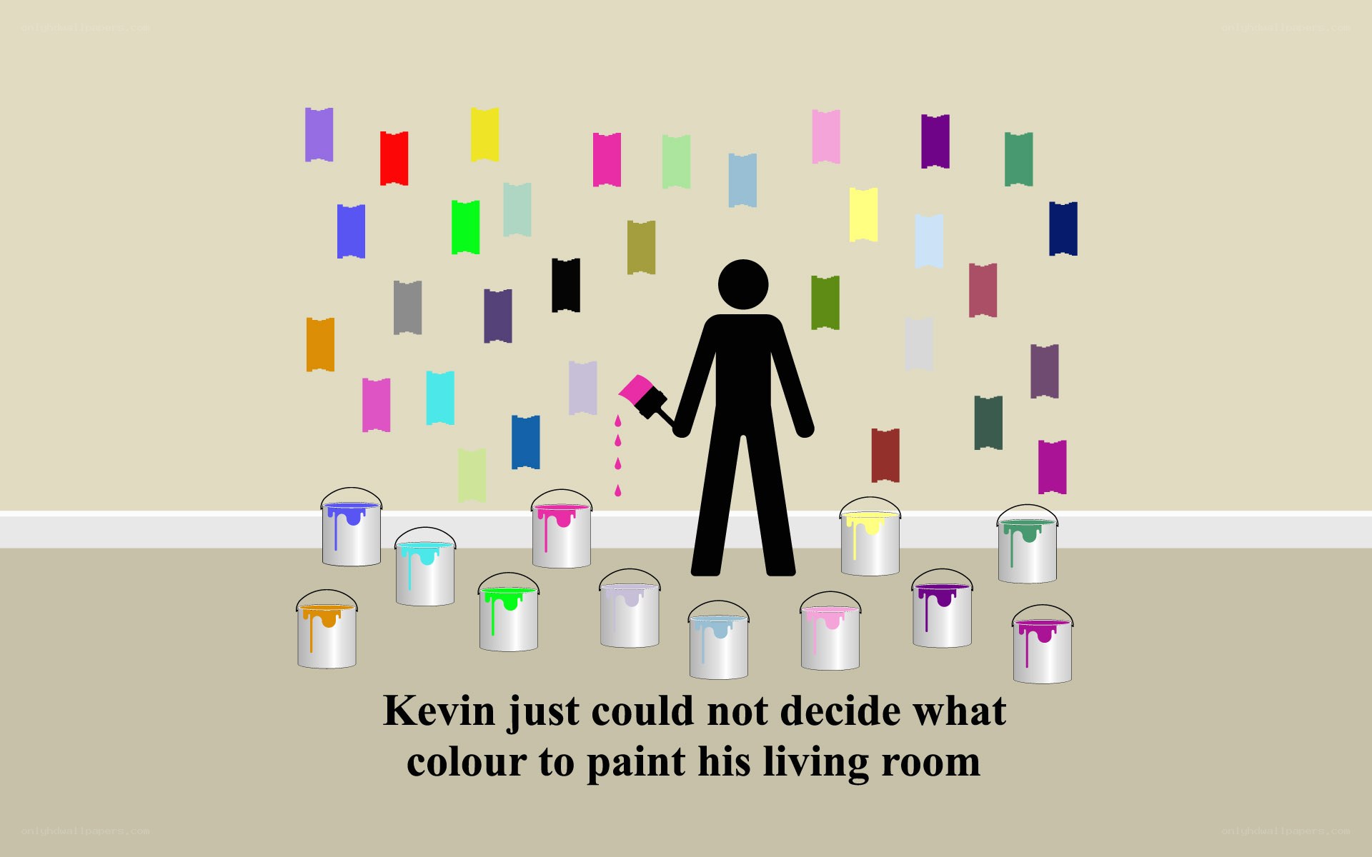 Man choosing paint color