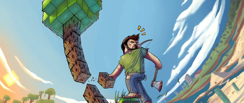 Man Chopping Wood — Blue