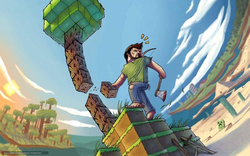 Man Chopping Wood — Green, Dramatic, Afternoon