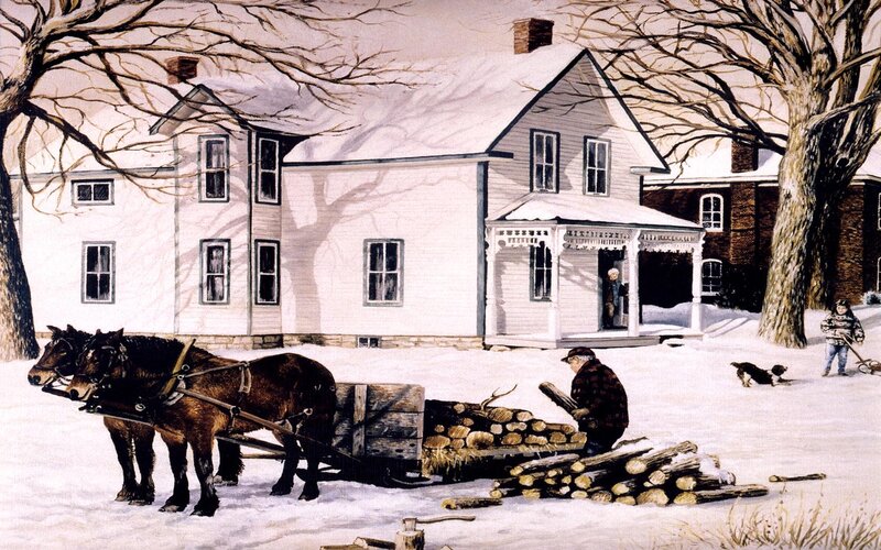 Man Chopping Wood — White