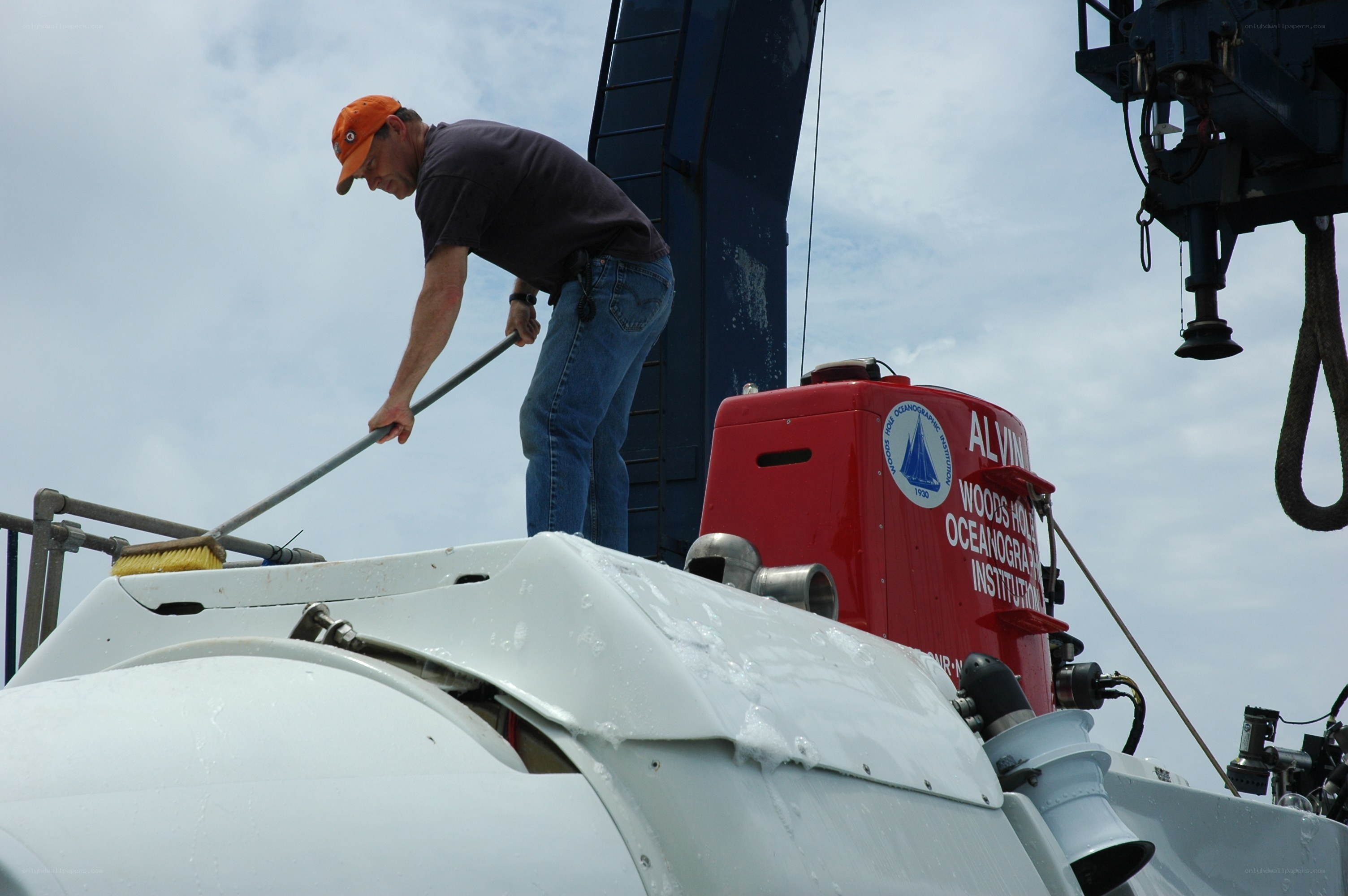 Man cleaning a submersible