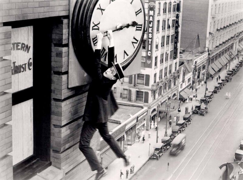 Man Climbing Clock — Black, Dramatic