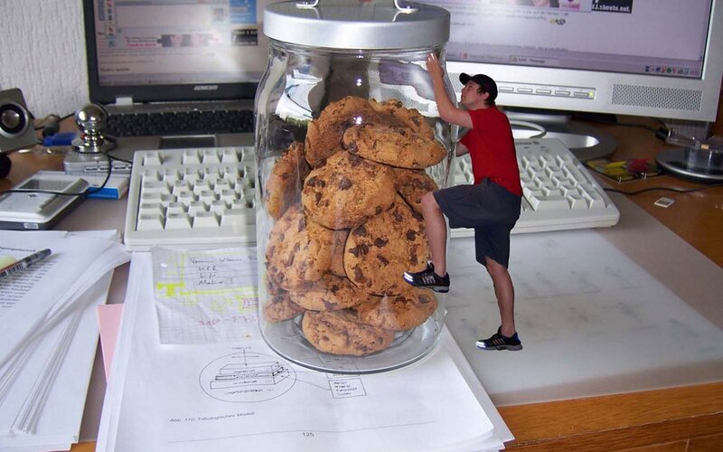 Man climbing cookie jar