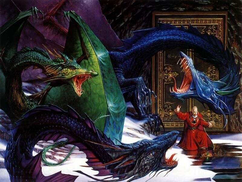 Man Confronting Dragons