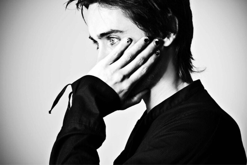Man Covering Face with Hand — Black, Dramatic