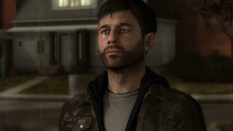 man crying in rain