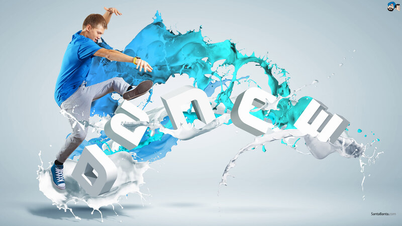 Man Dancing with Liquid Letters