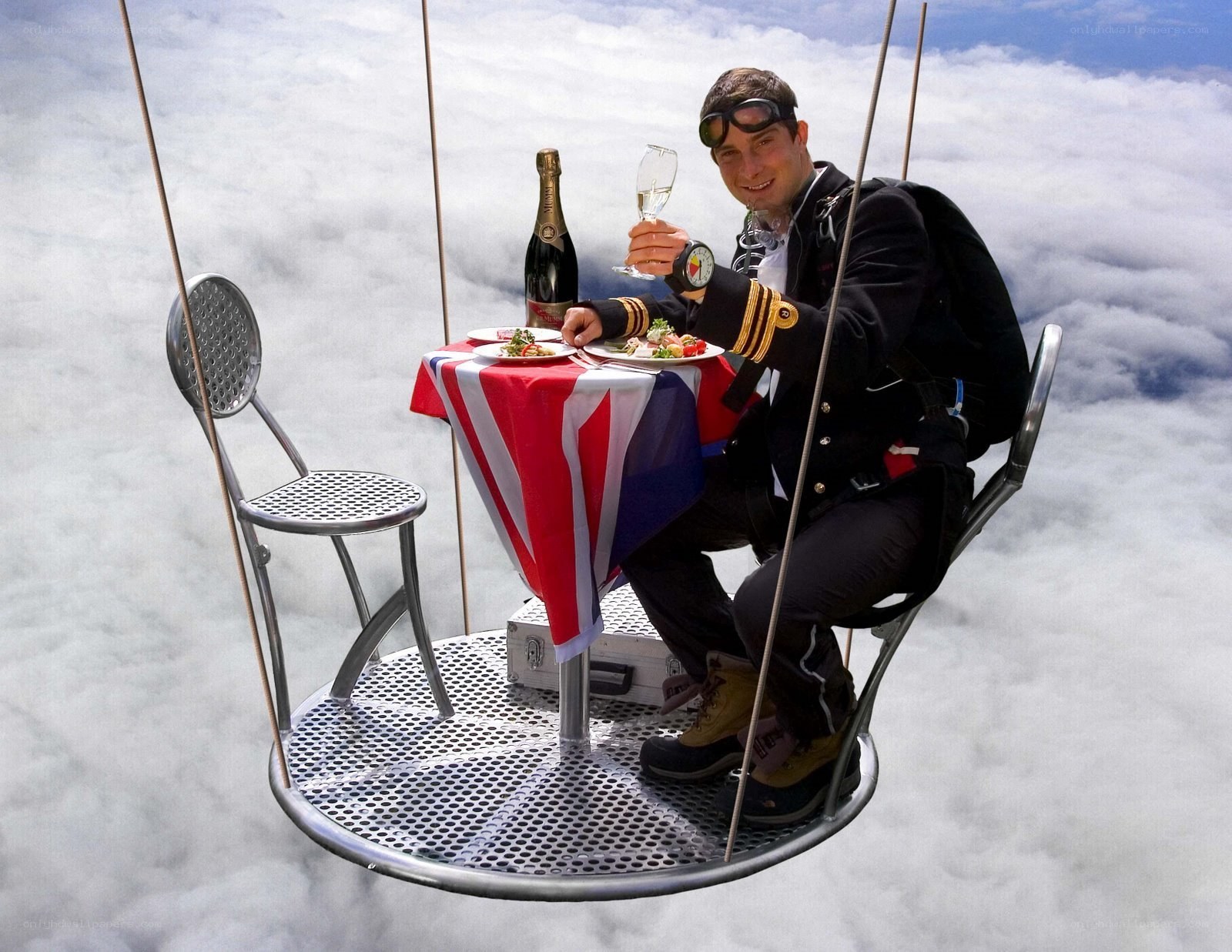 Man dining in sky