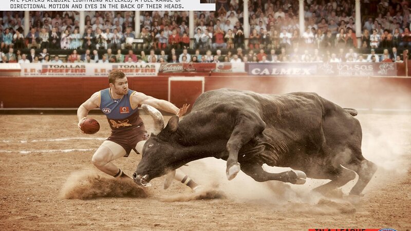 Man Dodging Bull — Brown