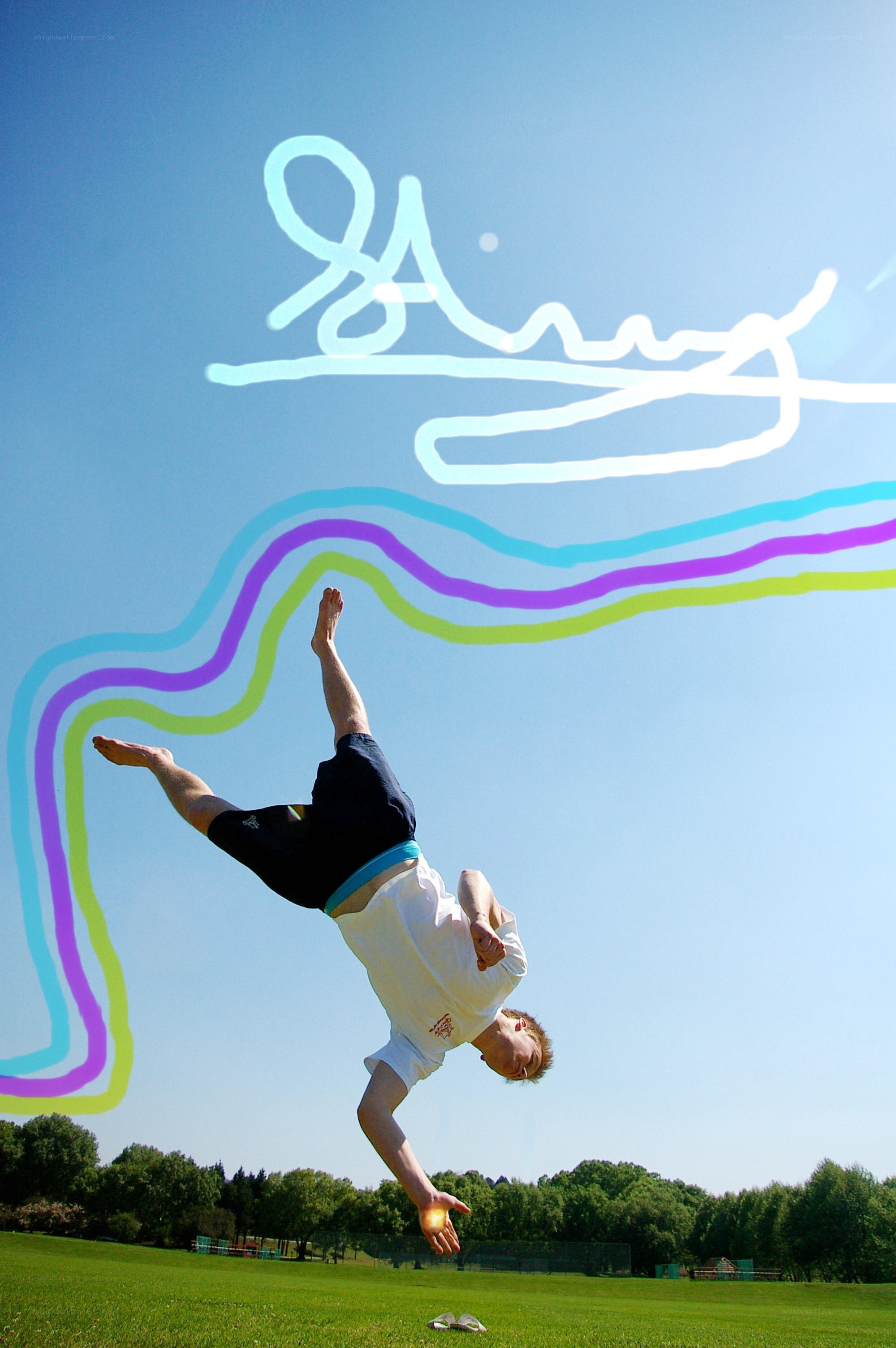 Man doing acrobatic flip