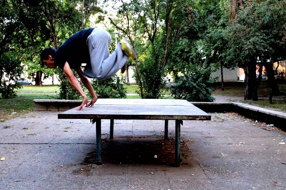 man doing acrobatic flip