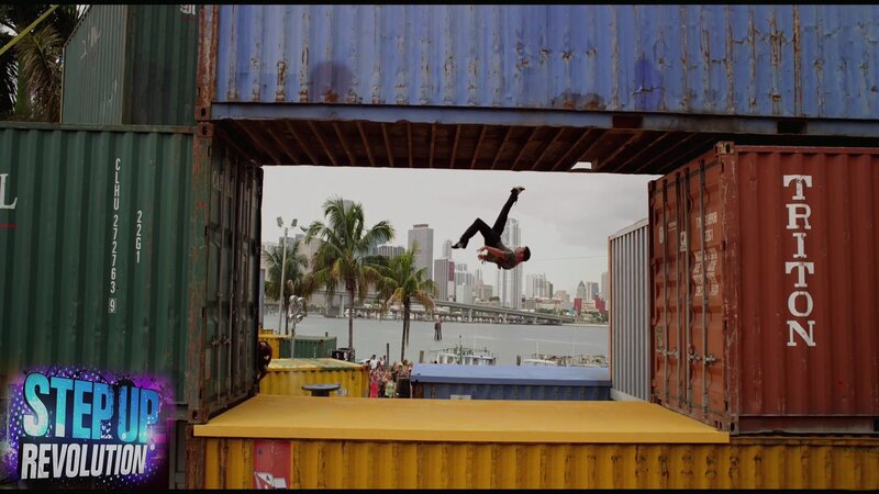 Man Doing Acrobatic Flip — Blue, Dramatic