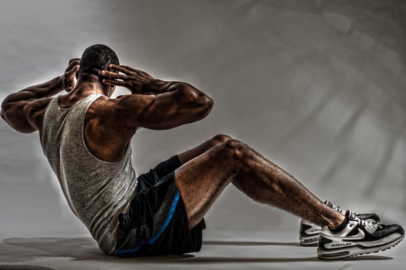 Man Doing Sit-ups — Gray