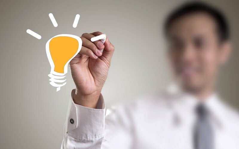Man Drawing Light Bulb — White, Professional