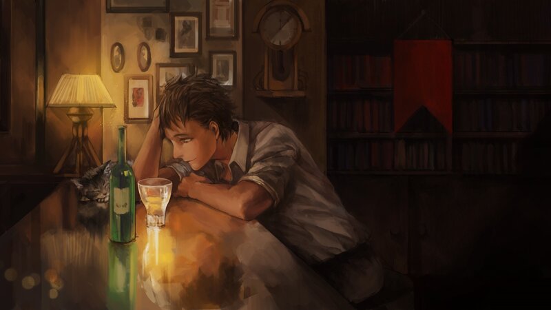 man drinking at a bar