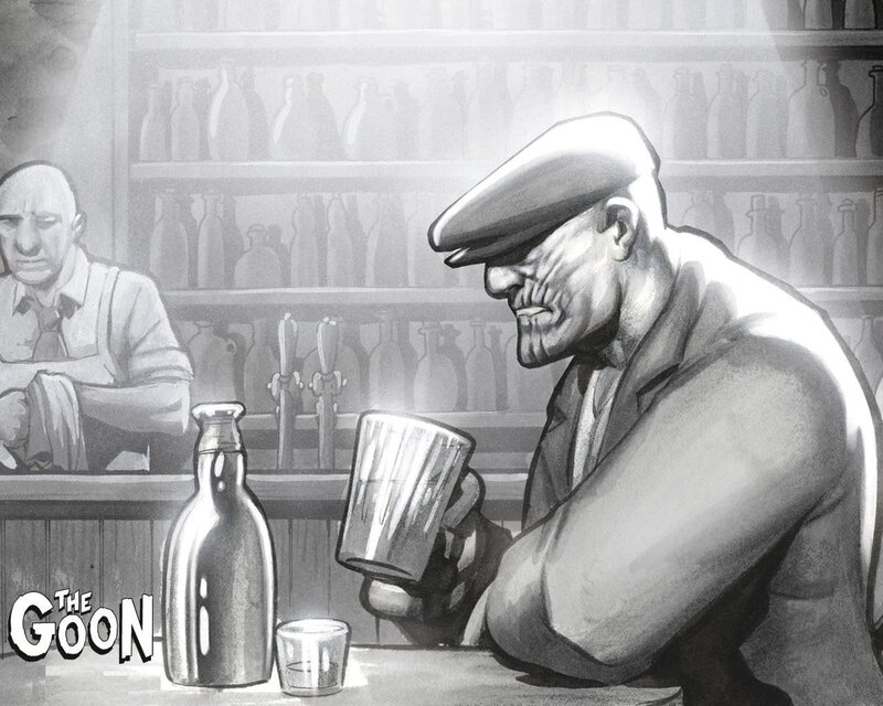 Man Drinking at Bar — Black
