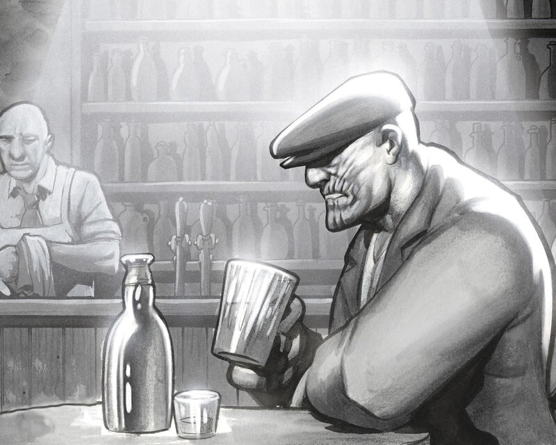 man drinking at bar