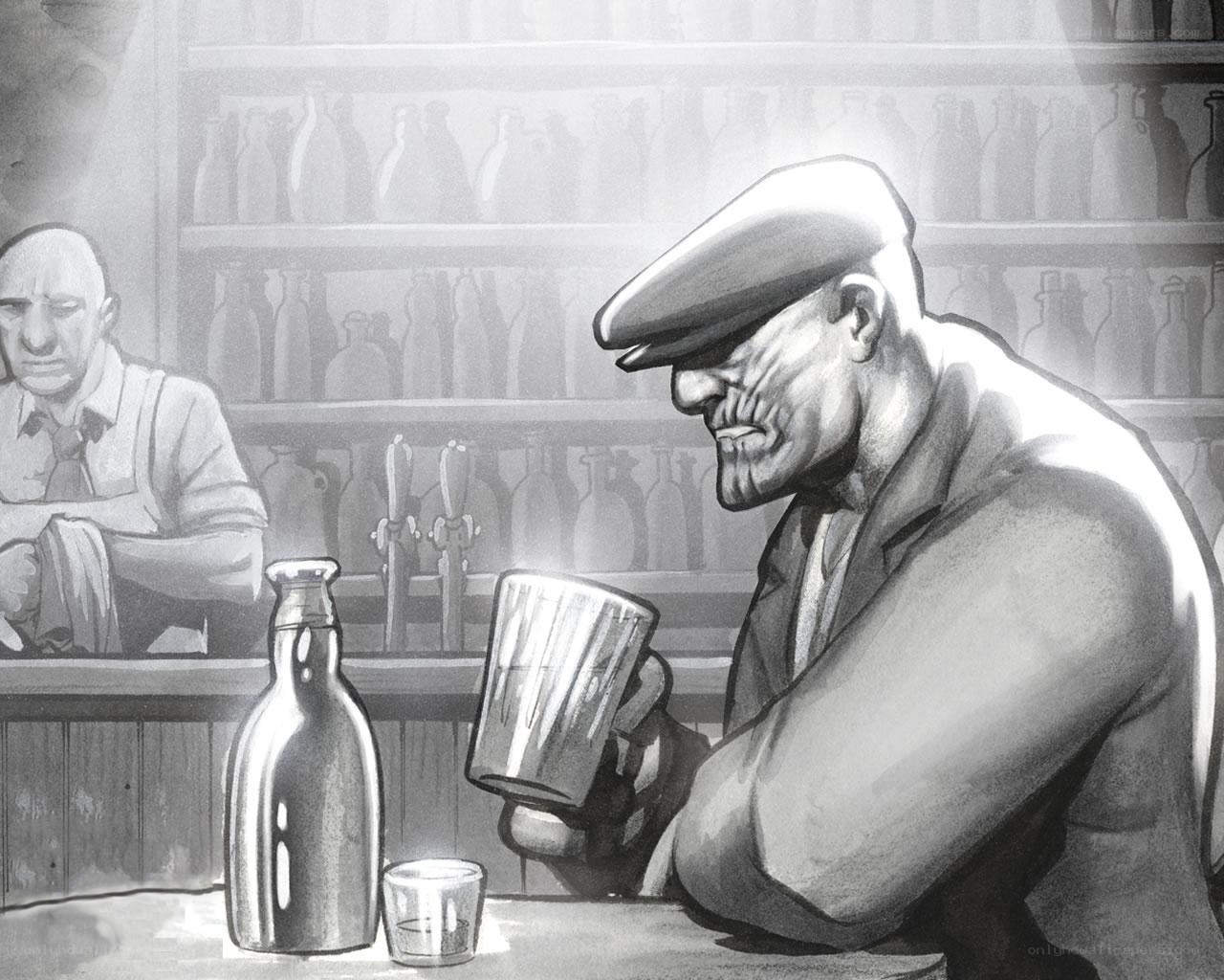 man drinking at bar