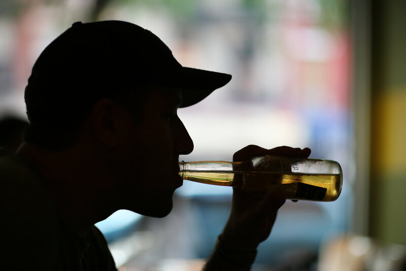 Man Drinking Beer — Black