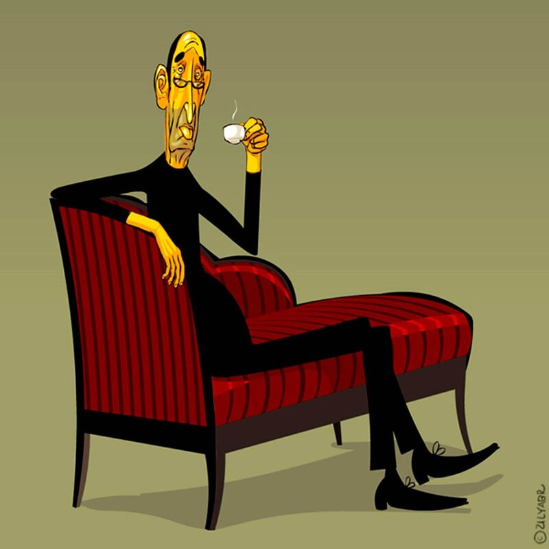 man drinking coffee in chair