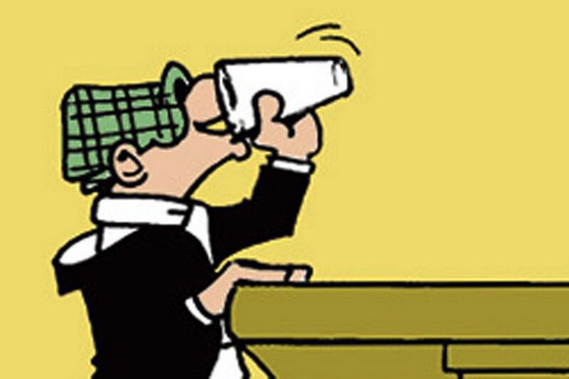 Man Drinking from Cup — Yellow