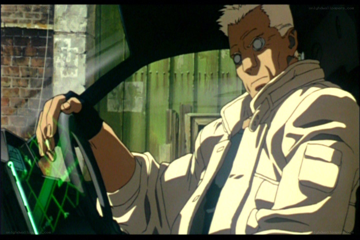 man driving a car