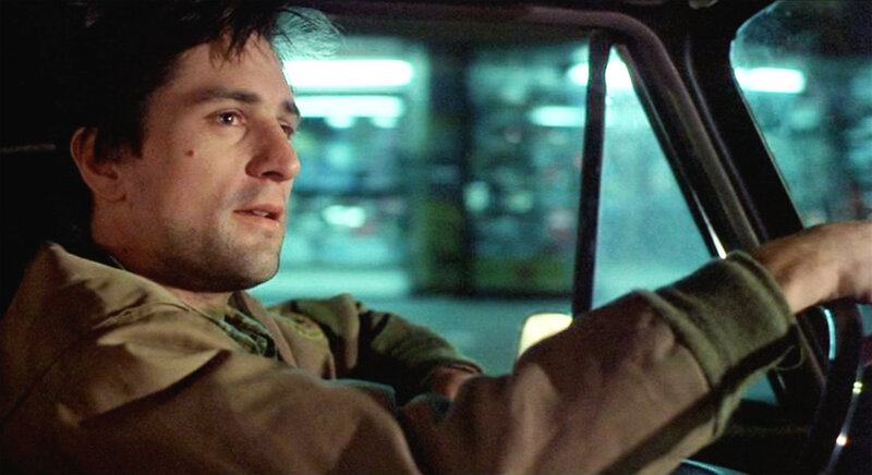 man driving at night