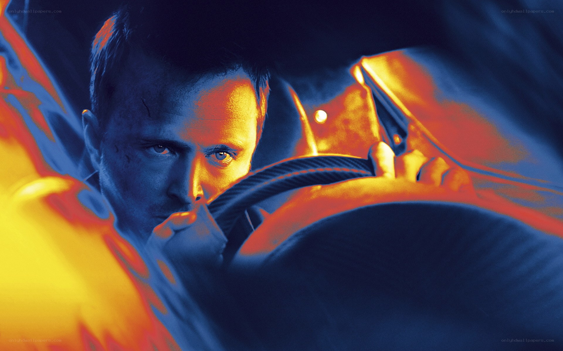 man driving car at night