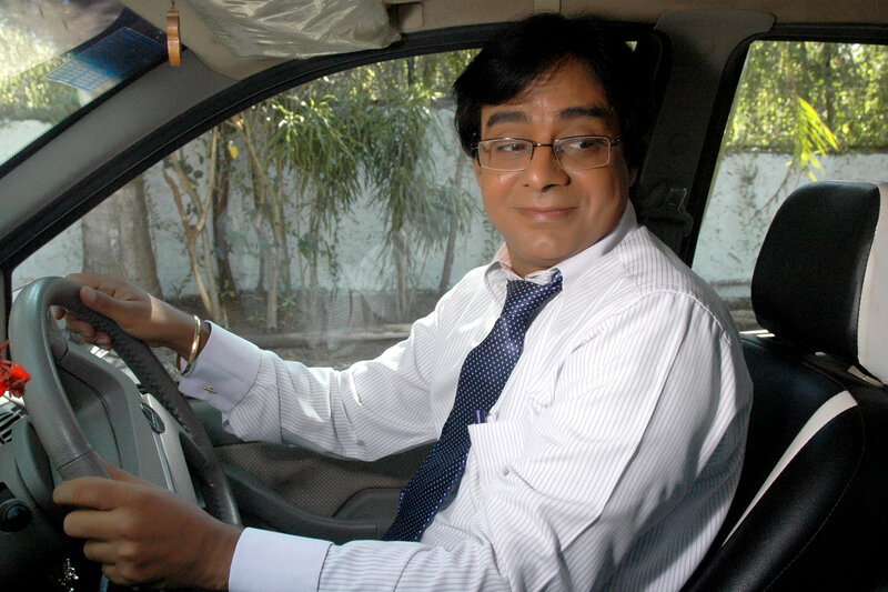 Man Driving Car — White
