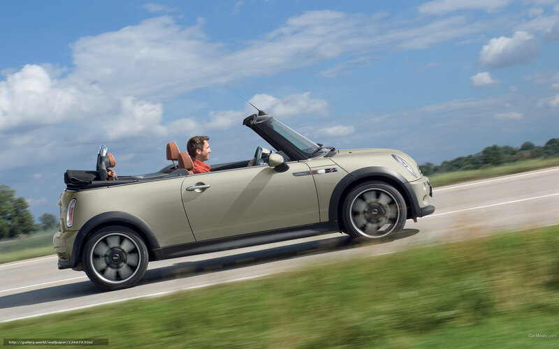 Man Driving Convertible — Beige