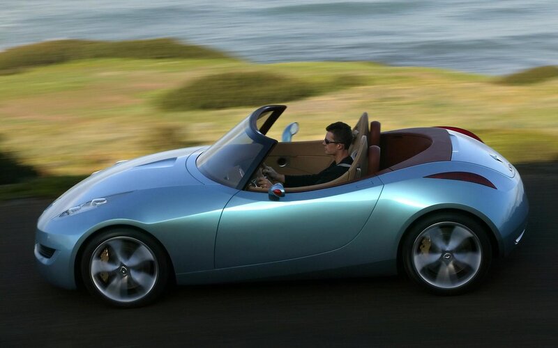 Man Driving Convertible Car — Blue