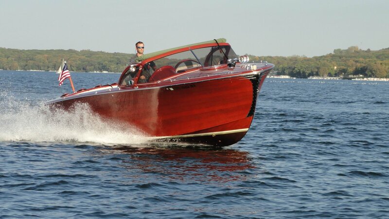 Man Driving Speedboat — Red