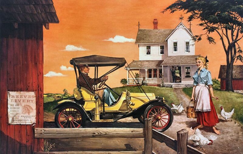 Man Driving Vintage Car — Orange