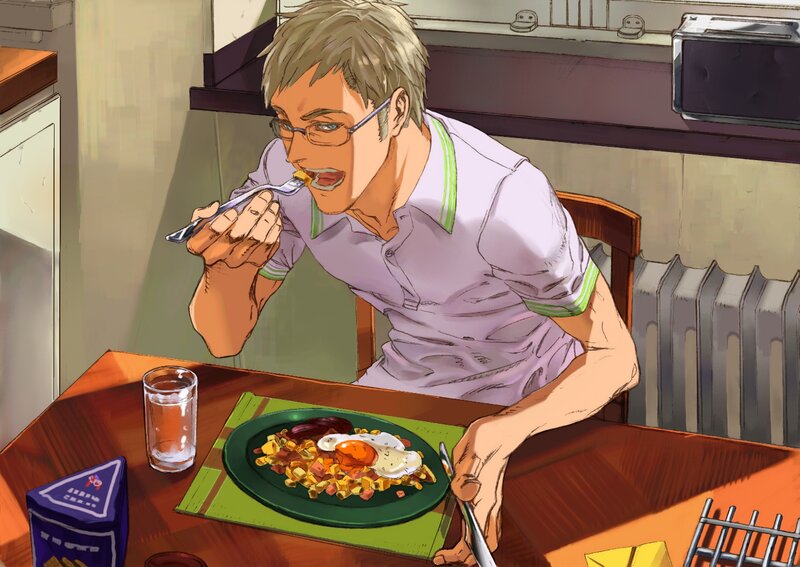 Man Eating Breakfast